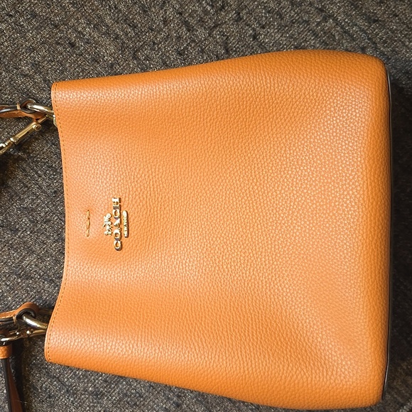 Coach Small Town Bucket Bag  pebbled leather In Orange Taffy - Picture 3 of 10